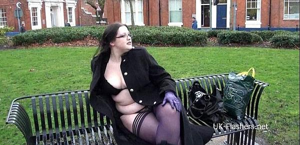  BBW amateur Emmas public masterbation and outdoor flashing of fat gal in homemad